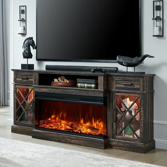 Okd Mueble De Tv Con Chimenea Eléctrica Para 80'' 3l
