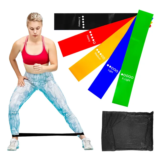 Set 5 Bandas Elásticas Resistencia Ejercicio Fitness Gym Crossfit Yoga Pilates Fuerza Tonificación Glúteos Piernas Brazos Full Body Entrenamiento Versátil Alta Calidad Otec