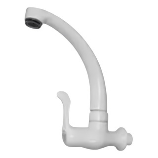 Llave De Fregadero Blanca A La Pared, Con Maneral De Palanca Llave De Fregadero Blanca A La Pared, Con Maneral De Palanca
