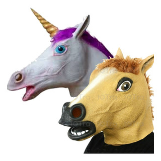 Combo Máscara Caballo Loco + Unicornio Originales De Latex Combo Máscara Caballo Loco + Unicornio Originales De Latex