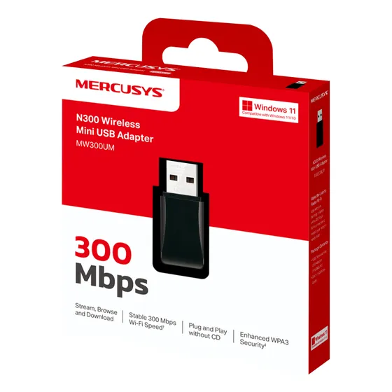 Adaptador De Red Usb Inalambrico Mercusys 300mbps