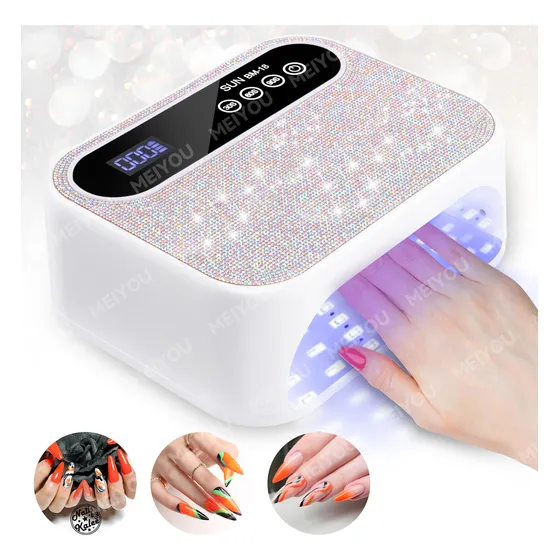 Lámpara de Uñas Meiyou 168W UV LED con 4 Ajustes de Temporizador y Pantalla LCD Color Blanco