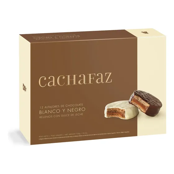 Alfajor Cachafaz Mixto Chocolate Negro Y Blanco -12 Un | Cuotas sin interés