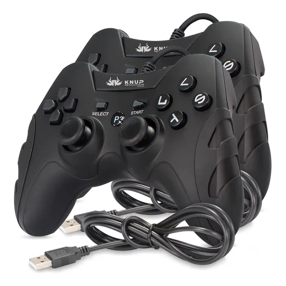 Kit 2 Controle Usb Joystick Para Pc Ps3 Analógico Dualchock