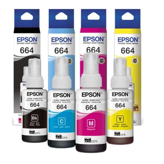 Tinta Original Epson 664 L380 L360 L555 L210 Pack 4 Colores