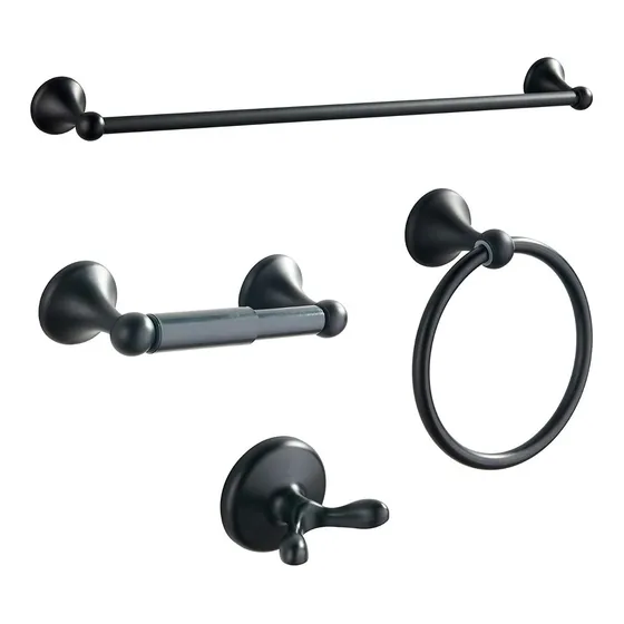 Juego Kit Accesorios Negro Mate Para Baños Acero Inoxidable
