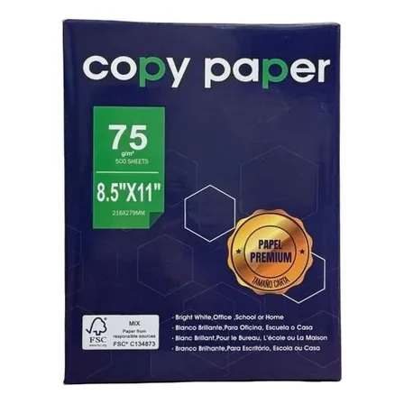 Papel Carta Resma Copy Paper Multifuncion 500 Hj 75gr Blanco