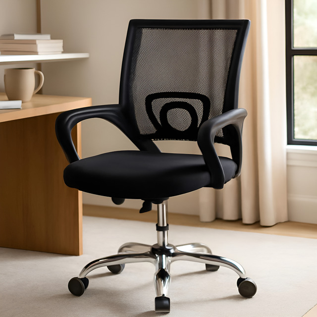 Cadeira De Escritório Giratória Com Altura Ajustável Begônia Cor Preto