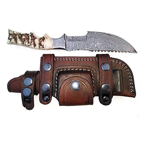 Cuchillo De Caza Acero Damasco Ottoza Camping + Vaina