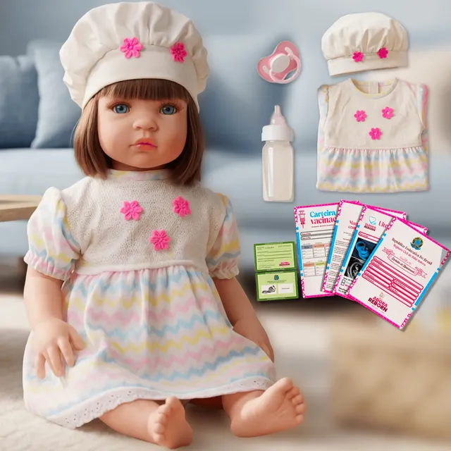 Boneca Adora Reborn 48cm Silicone Pode Dar Banho