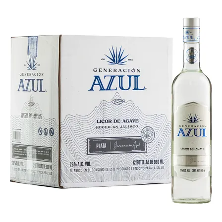 Caja Licor De Agave Generación Azul Plata 960 Ml