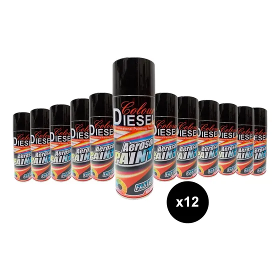 Pintura Spray Negro Brillante Caja 12 Unidades Somos Tienda*