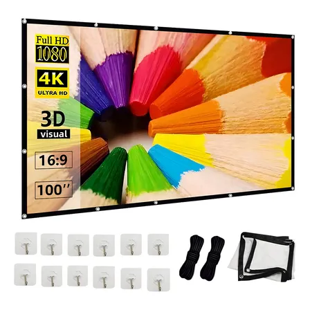 Pantalla De Proyector Gainvane De Alta Densidad De 100 Pulgadas Formato 16:9, Compatible Con Lcd Perfecta Para Cine En Casa Y Presentaciones Pantalla De Proyector Gainvane De Alta Densidad De 100 Pulgadas Formato 16:9, Compatible Con Lcd Perfecta Para Cine En Casa Y Presentaciones