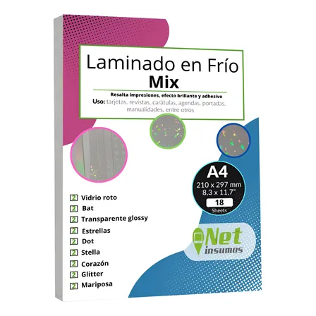 Laminado En Frío Mix Modelos A4 Pack 18 Láminas Blanco