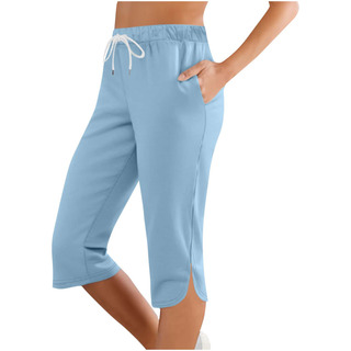 Pantalones Capris Con Bolsillos Laterales Para Mujer, Elásti Pantalones Capris Con Bolsillos Laterales Para Mujer, Elásti