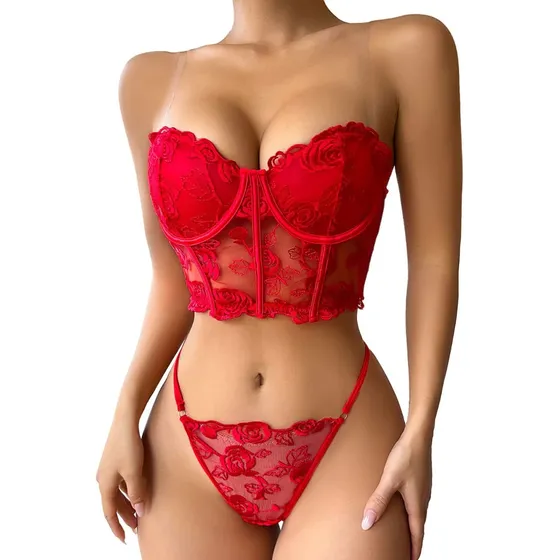 Bustier Bordado Con Flores
