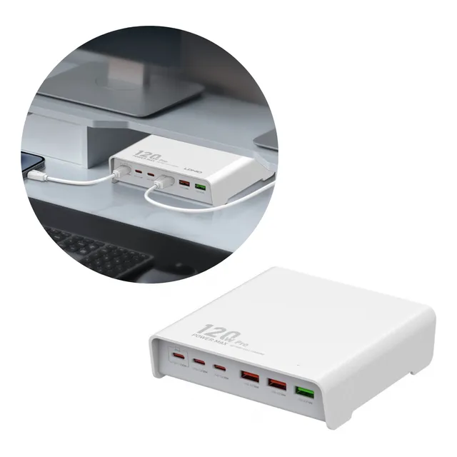 Estacion De Carga Cargador 120w 3 Usb A + 3 Usb Tipo C