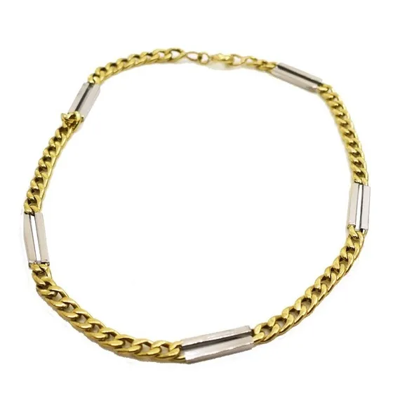 Pulsera Oro 18 Kts Hombre Mujer Boston Cadena Cubana 3.2 Grs Diámetro 3 Cm Largo 20 Cm