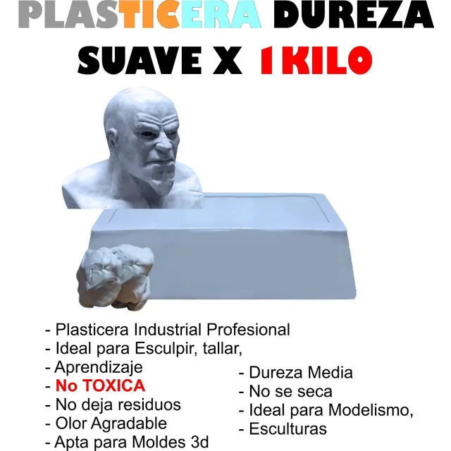 Plasticera Industrial Suave Profesional X 1 Kilo Esculturas