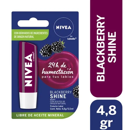Protector Labial Humectante Nivea Blackberry Shine 4,8 Grs
