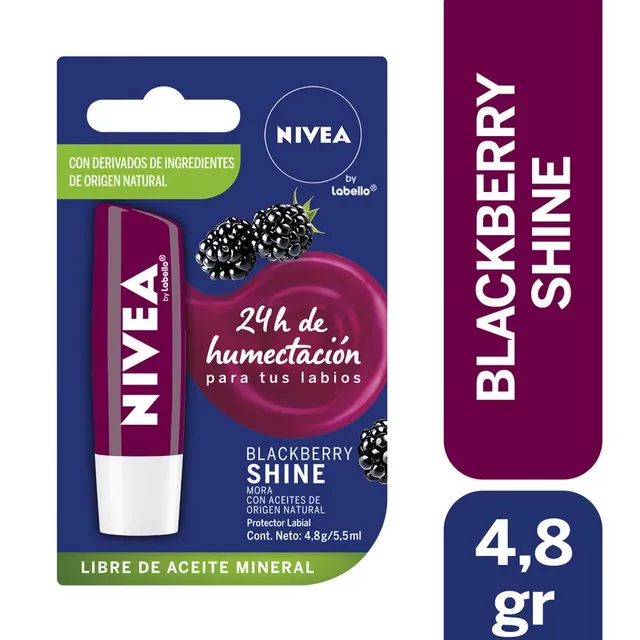 Protector Labial Humectante Nivea Blackberry Shine 4,8 Grs