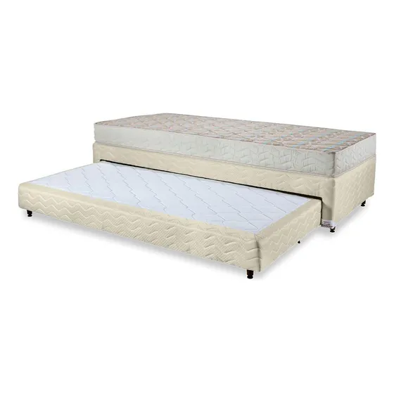 Base Box Cama Auxiliar Molas Bibox Orthocrin Bege Viúva