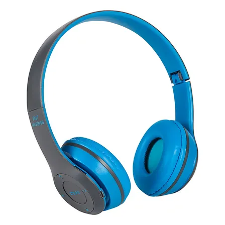 Audifono Diadema Bluetooth P47 Aux Sd Manos Libres Color Azul