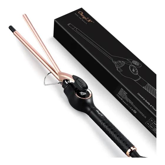 Ckeyin Tenazas Para Pelo Rizadora De Cabello De Cerámica De 9mm Profesional Calentada Con Pantalla Lcd Color Rosa