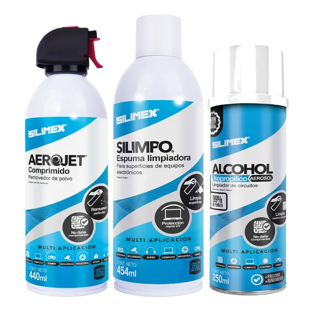 Kit 3 Pzas Limpieza Para Pc Aire 440ml+ Alcohol + Espuma