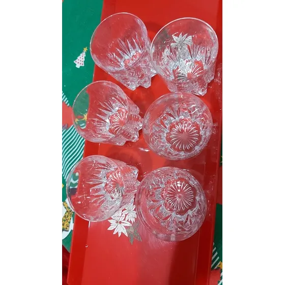 Vasos Cristal Arques Tallados Cortos Finos 6 Unidades