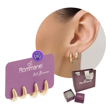 Kit Brinco Rommanel Abaulado Dourado Com Gotas - 527513