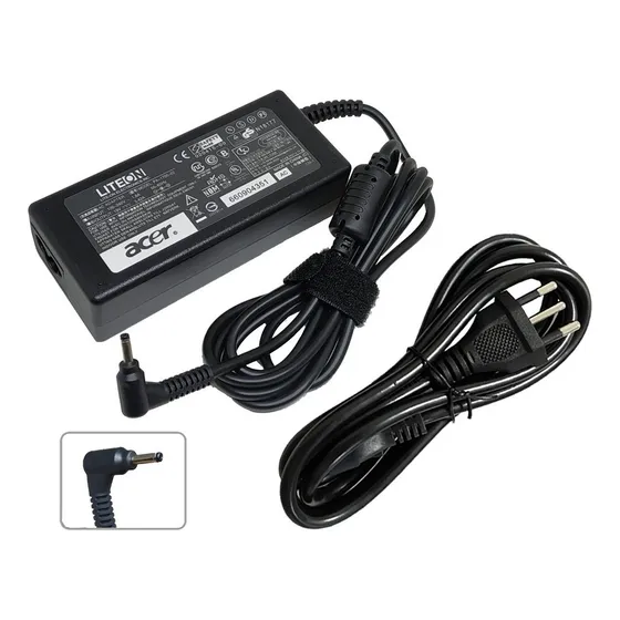 Fonte Carregador Para Notebook Acer 19v 3.42a 65w Conector 3.0mm x 1.1mm Compatível Com Aspire 3 A315-23 N18q13 Cor Preto