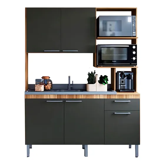LTC Hera mueble cocina compacta con mesada color nogal y grafito