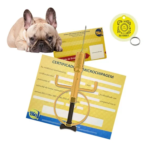 8 Microchip Seringado 2x12mm Animall Tag + Medalha Qr Code