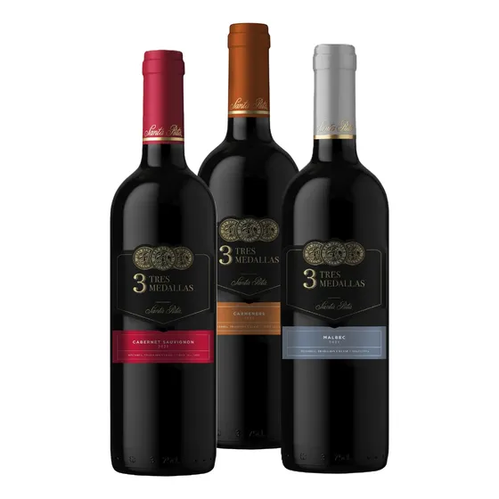 Vino Santa Rita 3 Medallas X 3 Variedades 750 Ml 