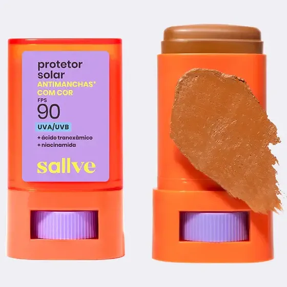 Protetor Solar Bastão Antimanchas Cor 7 Fps 90 15g Sallve
