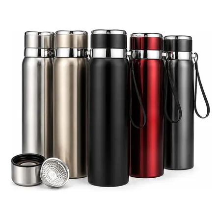 Garrafa Térmica 800ml Água Squeeze Inox Academia Com Alça Azul