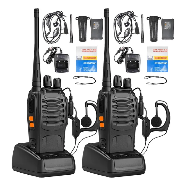 2pz Radios Bf-888s Uhf Walkie Talkie Con Linterna Audífonos
