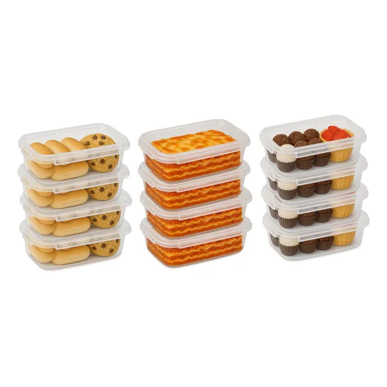 Kit 12 Potes 600ml C/ Travas Transparente Marmita Bpafree