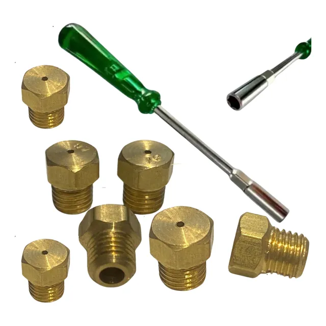 Kit 6 Bicos Injetor Converter P Gás Encanado + Chave Canhão