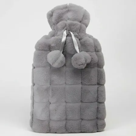 Bolsa de Agua Caliente C/ Funda de Felpa Diseño 1,75 Litros Gris