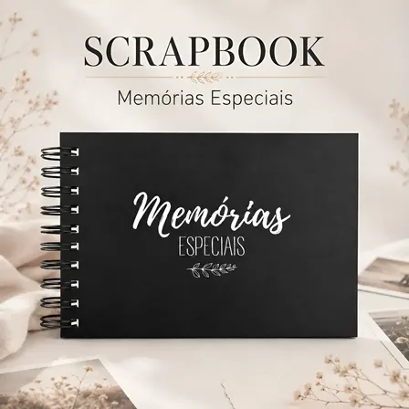 Album Scrapbook 60 Paginas Capa Dura Memorias Especiais Preto Memórias Especiais