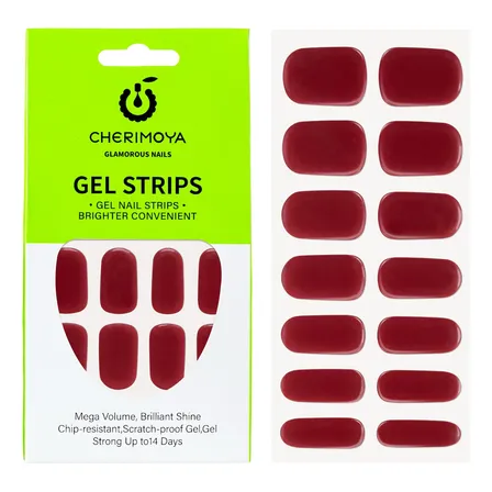 Gel Nails Stickers Para Uñas Tiras De Uv Gel Hoja Cherimoya Borgoña