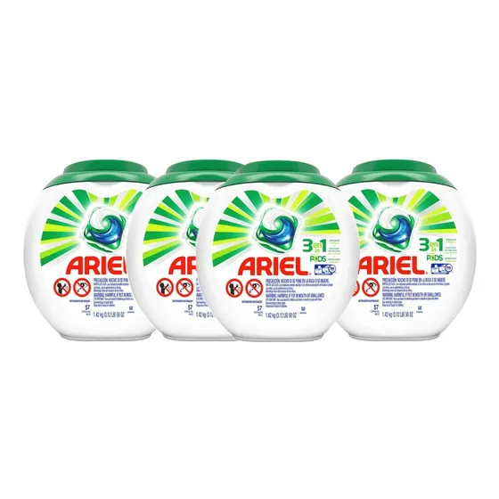 Pack 4 Detergente Ariel Pods 3en1 De 57 Capsulas C/u