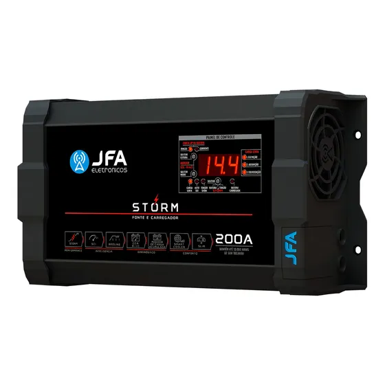 Fonte Carregador Jfa 200a Storm Voltímetro Digital Mono 220v Cor Preto