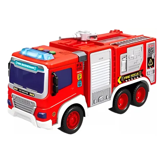 Juguete Carro De Bomberos Con Luces Y Sonido Lanza Agua Jue Color Rojo Personaje Bombero