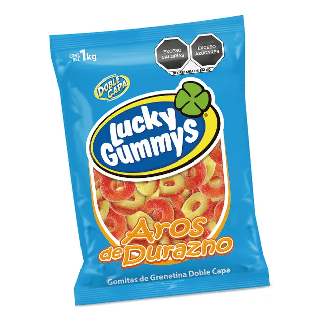 Lucky Gummys Aros de Durazno Gomitas de Grenetina 1kg