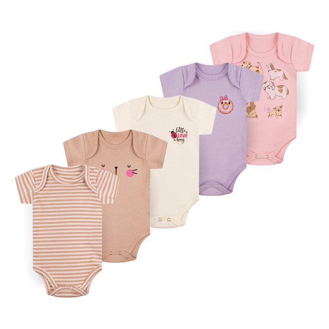 5 Kit Conjunto Manga Curta Bodie Body Infantil Bebe Nenem 5 Kit Conjunto Manga Curta Bodie Body Infantil Bebe Nenem