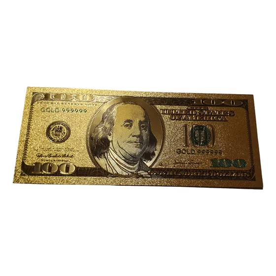 Billete Coleccionable 100 Dolares Cara Grande Color Oro