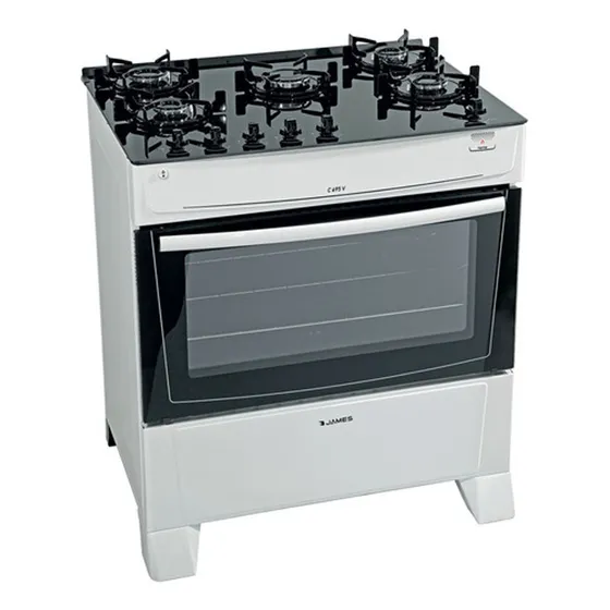Cocina James A Gas Blanca  Con Mesada De Vidrio Negro C 695